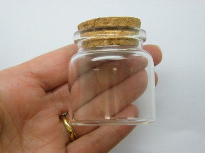 1 Glasflasche Gefäß mit Korken 58 x 47 mm E008