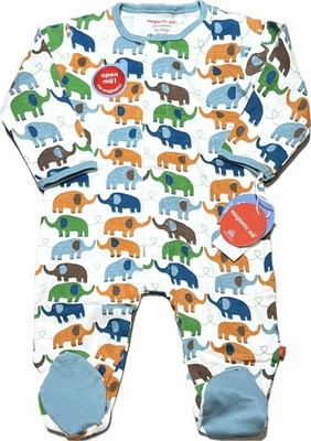 Magnetic Me 6-9m Elephant Footie Pajamas Organic Cotton Sleeper NWT blue orange