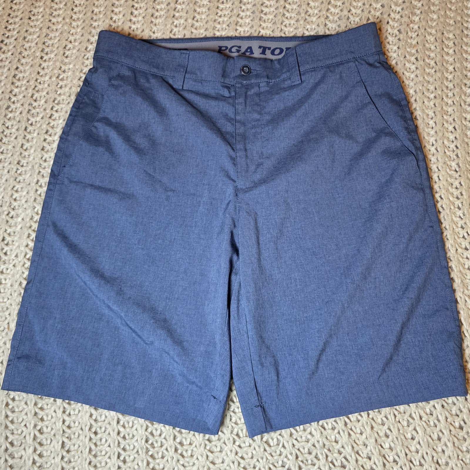 PGA Tour Shorts Men's Size 32 Athletic Lightweight Stretch Golf Navy Blue