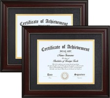 8.5 x 11 Diploma Frame Set of 2 Classic Mahogany with Black and Gold Double M...