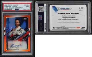 2021 Chrome Formula 1 Orange Refractor /25 Guilherme Samaia PSA 9 MINT Auto