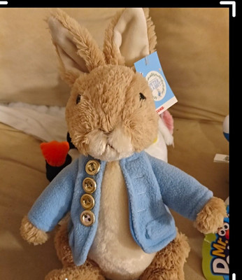 Peter Rabbit Plush Stuffed Rabbit Bunny Blue Jacket w/ Buttons, Small 6-14 in