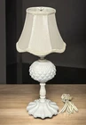 Vintage White Milk Glass Boudoir Lamp With Scalloped Shade Tested