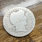 1905 Barber Liberty Head Dime 90% silver Actual coin