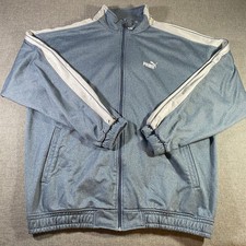 Puma Track Jacket Mens XL Blue Full Zip Athletic Warm Up Coat