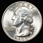 1944-S Washington Silver Quarter - San Francisco Mint - Choice Uncirculated BU+
