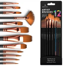 Professional Artist Paint Brush Set of 12 - Painting Brushes Kit for , Adults...