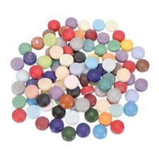 200g Glass Flat Bead Mosaic Tiles for Crafts, 12mm Round Mixed Colors