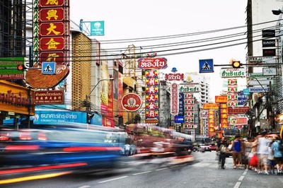 Bustling Street in China Town Bangkok Thailand Photo Art Print Poster 18x12