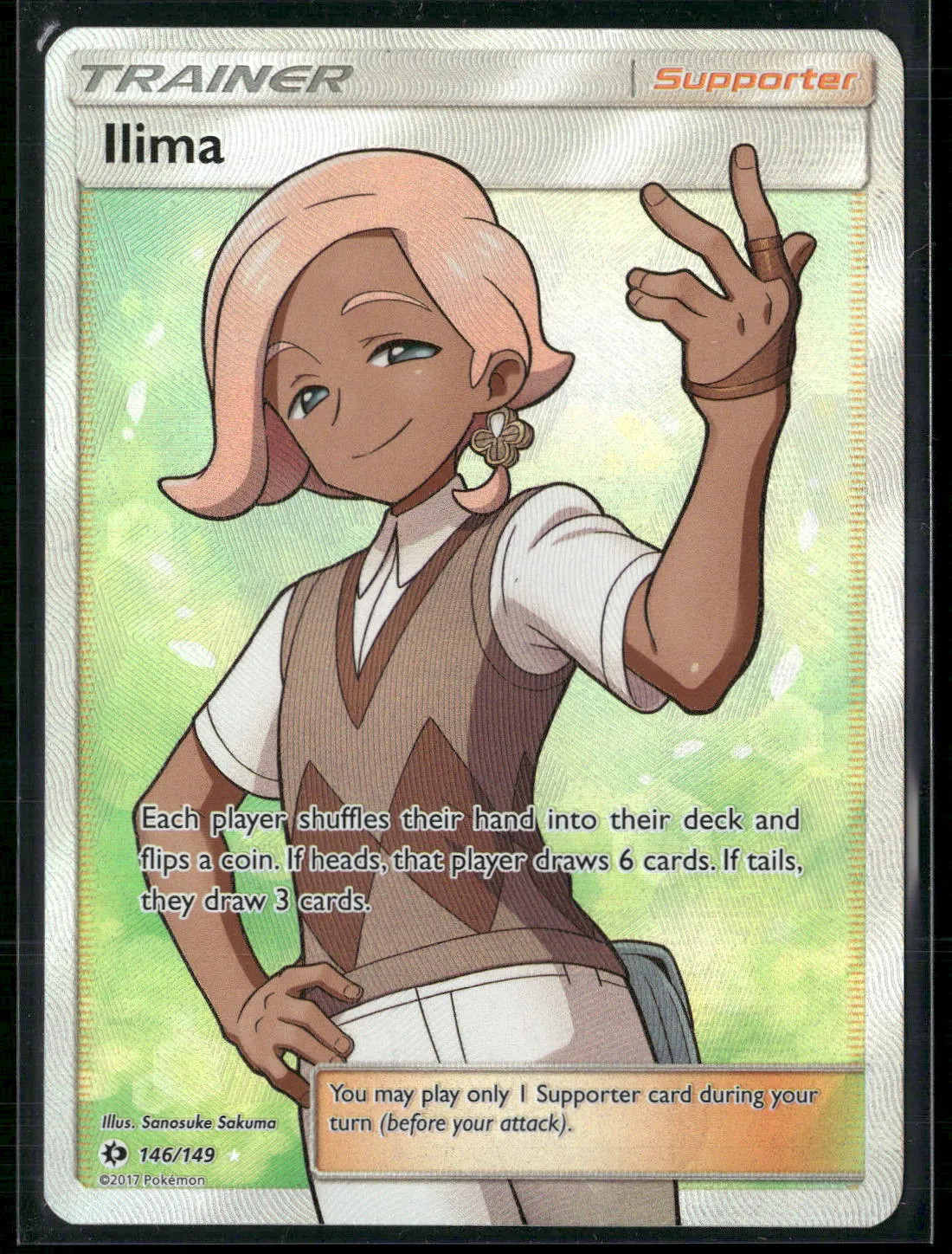 Ilima 146/149 Sun & Moon (Full Art) Ultra Rare Holo Pokemon Card NM
