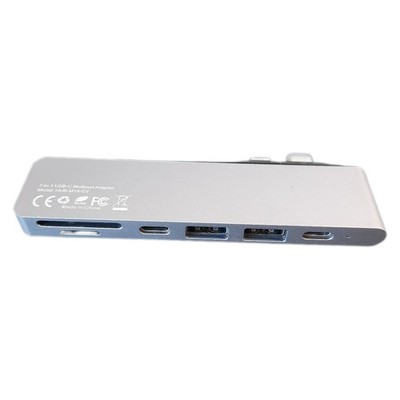 USB C hub, 7 in 2 Dual Type C Adapter für MacBook, mit 4K@30Hz HDMI, Thunderbolt