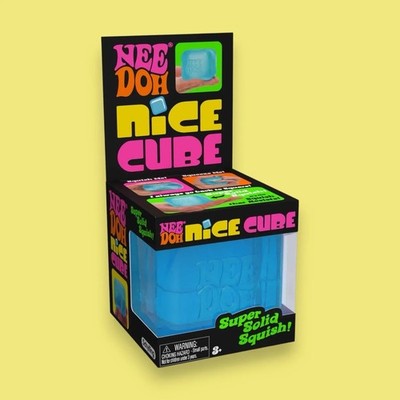 Nee Doh Nice Cube Squeeze Ball, Super Solid Squish Gel Stress Reliever, Blue