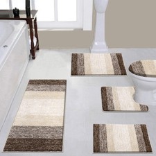 5 Piece Bathroom Rugs Set, Non Slip Shaggy Microfiber Plush Absorbent Washabl...