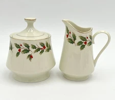 Holly Berry by World Bazaars Creamer & Sugar Christmas Holly & Berry