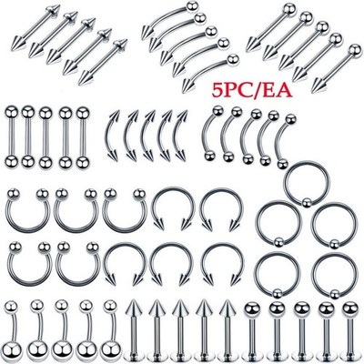 84 Pcs Professional Body Piercing Tool Kit Ear Nose Navel Nipple Needles Set--#