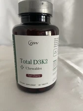 Total Vitamin D-3 & K-2 Chewable Tablets Natural Cherry Flavor 60 servings￼
