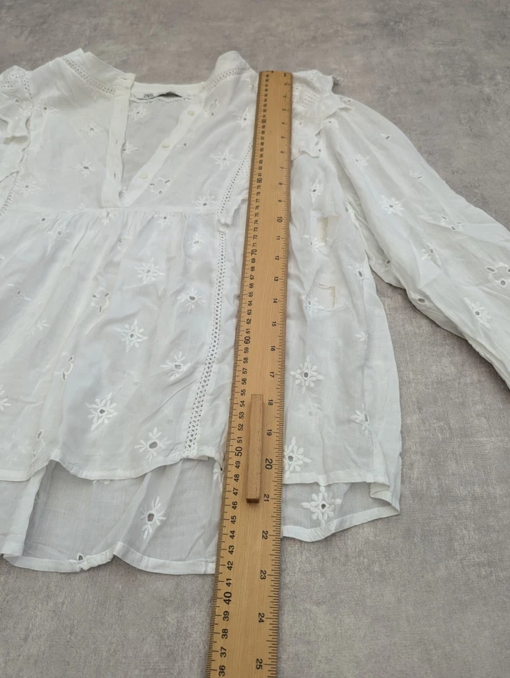 Zara Blouse Womens L Tunic Boho Romantic Peasant Embroidered Shirt Top Fairy - Image 2 of 4
