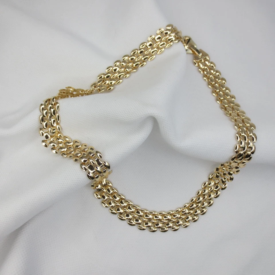 Nuevo collar de cadena de eslabones de pantera precioso relleno de oro de 18k de 13 mm de ancho longitud 18 pulgadas Foto 4 de 4