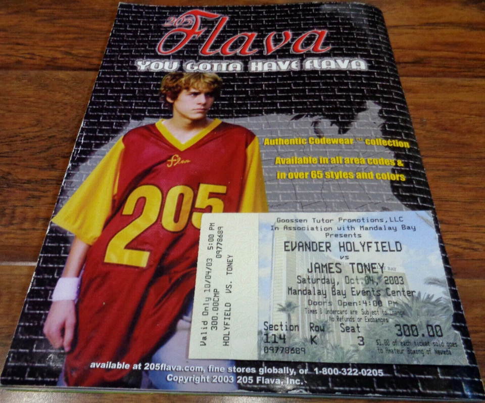 EVANDER HOLYFIELD JAMES TONEY OCT 4 2003 FIGHT PROGRAM W/TICKET STUB BOXING - Image 4 of 4