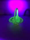 Fenton Glass Custard Yellow Glass Basket w/Flowers Painted D. Barbour/Blacklight