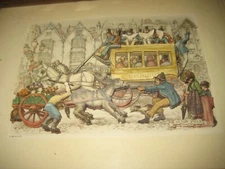 VINTAGE 1968 Anton Pieck 3 D Print D.A.C. Donald Art Co. Omnibus Coach Holland