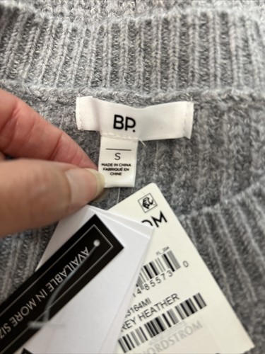 BP. Rib Knit Gray Pullover Sweater Size Small Crewneck Long Sleeve Minimalist - Picture 6 of 7