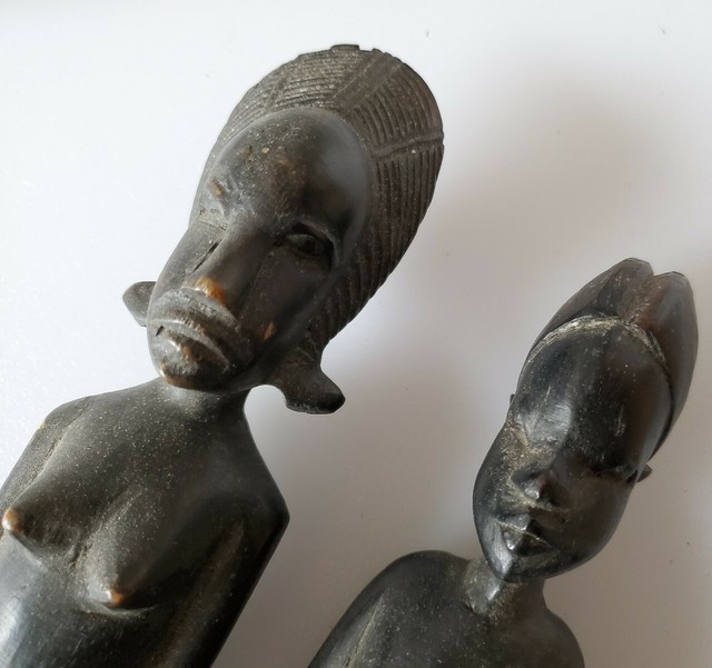 Vintage African Wooden Fertility Statues Female Hand Carved Ebony eBay