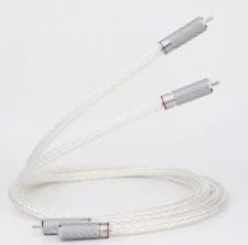 Pair 8AG Silver Plated OCC 16Strand HIFI Audio Cable RCA Interconnect Cord