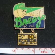 Valley Breeze Doesn't Play Well With Others 2001 Softball Fastpitch Hat Cap Pin