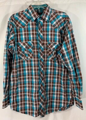 R/U Western L/S Men's Button Up Shirt Pearl Snap Buttons Multicolor Sz (L)