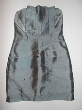 Fumblin' Foe Steel Gray Strapless Tiered Pleated Cocktail Prom Dress Sz S EUC