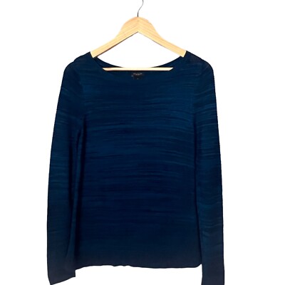 Ann Taylor Factory Blue Sweater Womens Small Scoop Neck Long Sleeve Top