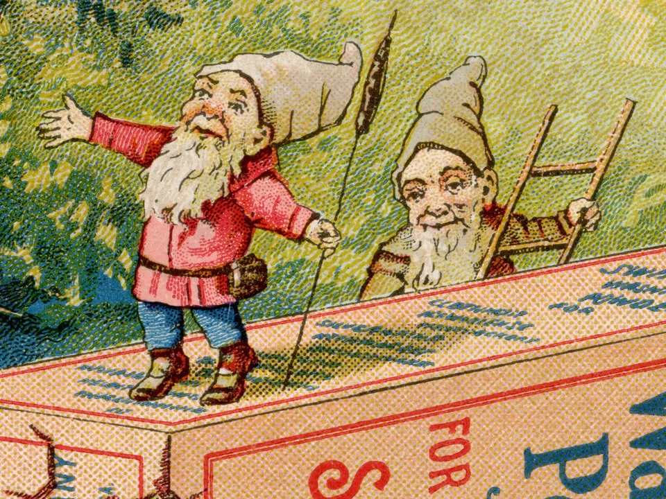 ¡PÓSTER GNOMO VINTAGE! (hasta 24 x 36) - Polvo de lavado - Lavandería - Cocina - Arte Foto 2 de 4