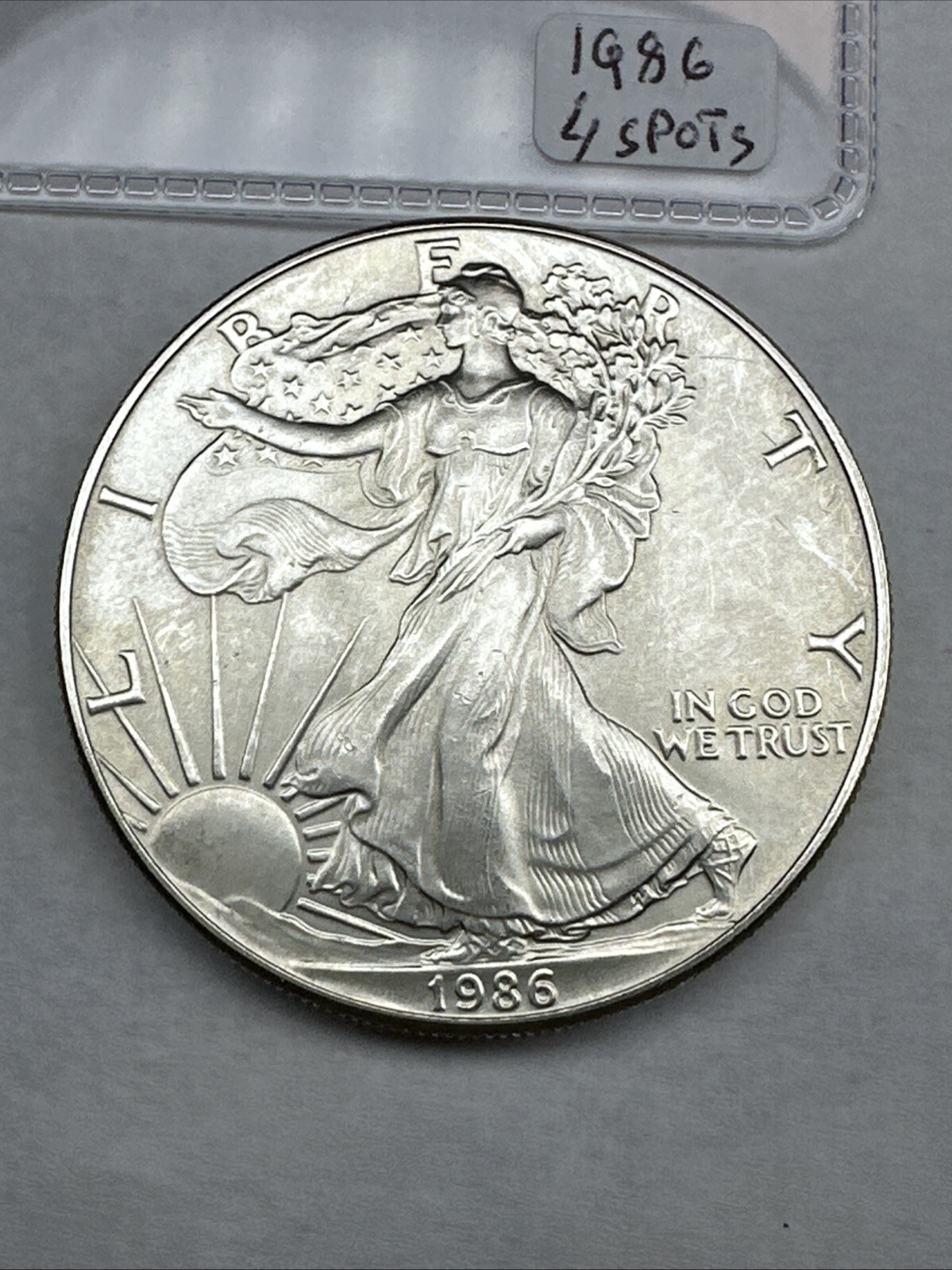 1986 Uncirculated Silver American Eagle 1oz 0.999 Fine Silver Some Spots