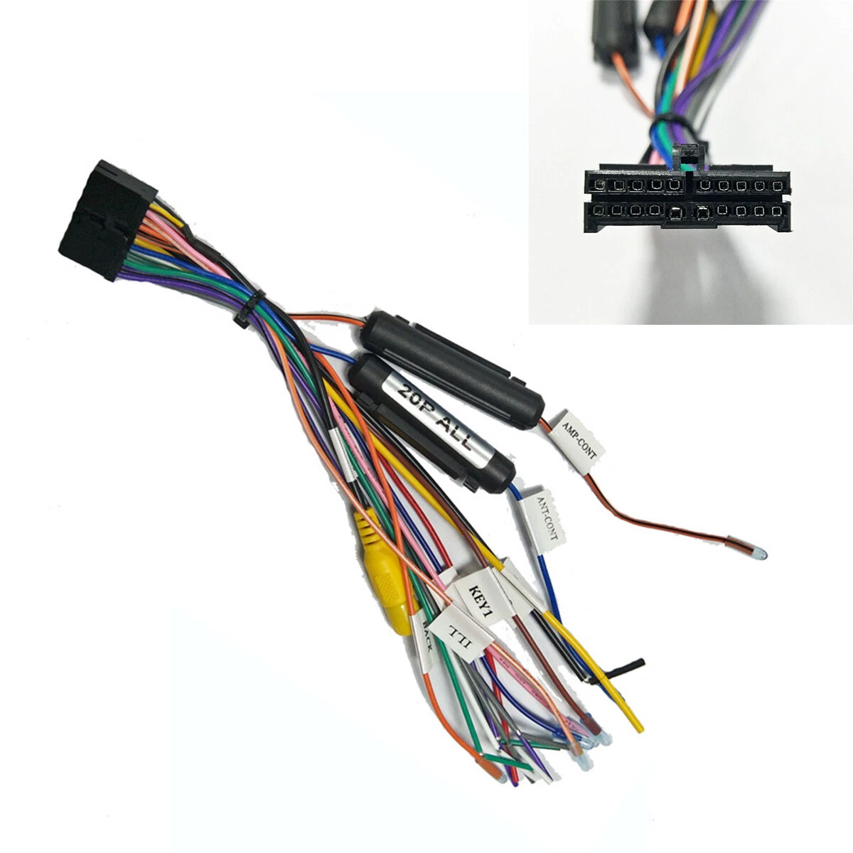 Universal 20PIN Car Stereo 1 2DIN Android Radio Wiring Harness
