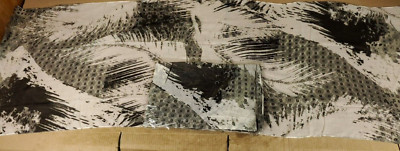 White Grey & Black mountain Patterned Print Head Neck Scarf 6ft X 26 Inch New