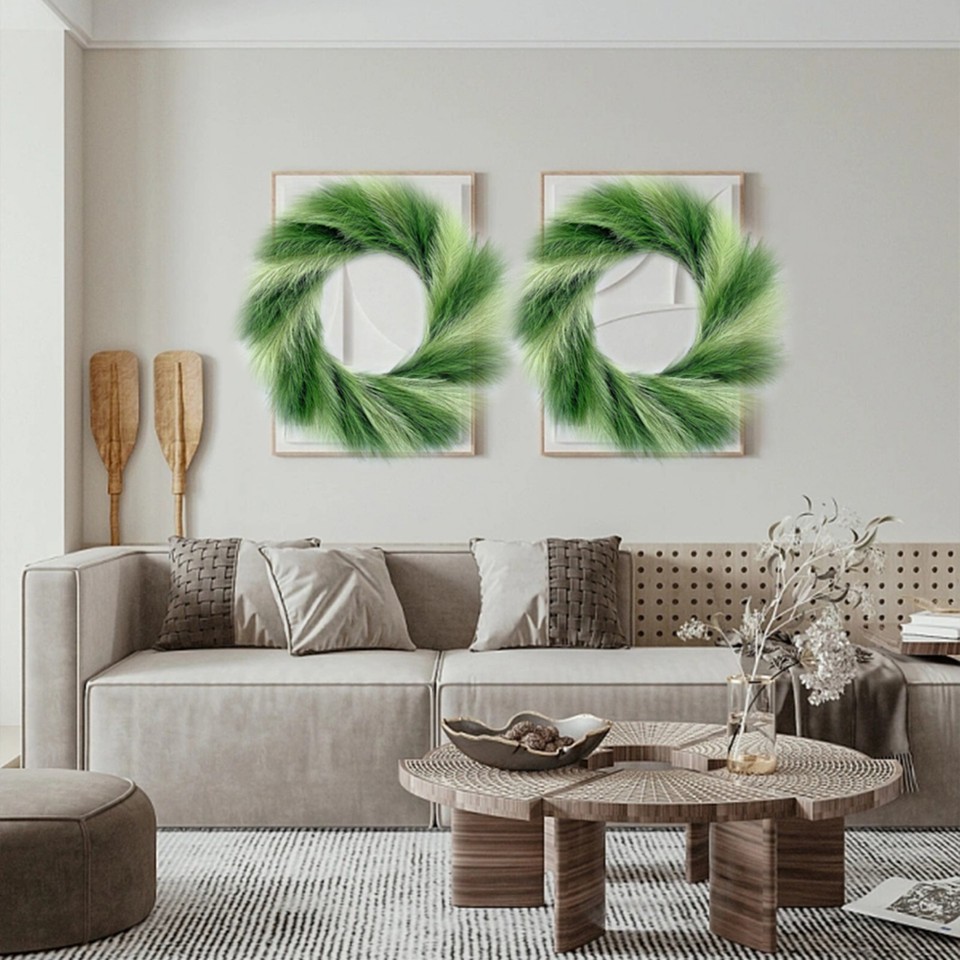 23Inch Pampas Grass Ring Wreath Faux Reed Wreath Banquet Decoration