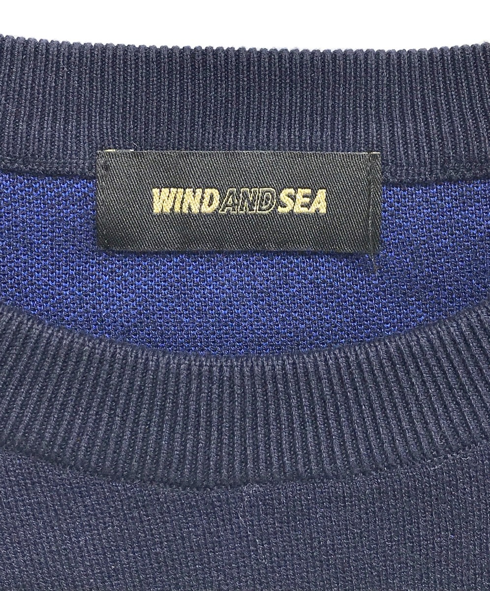 WIND AND SEA silk blend logo knit Size: XL Navy Men WDS-0 WIND AND SEA silk blend logo knit Size: XL Navy Men WDS-0