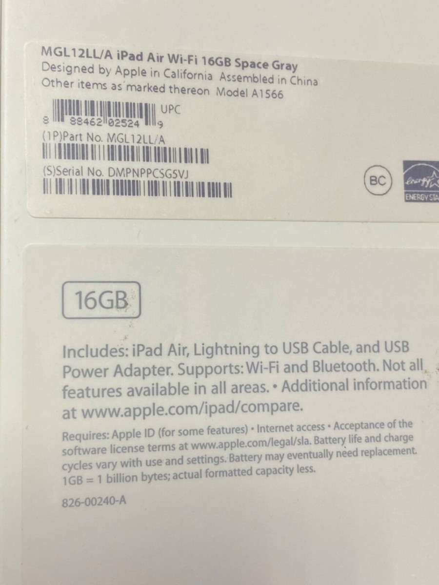 Apple iPad Air 2 16GB モデル番号A1566 Apple iPad Air 2 Wi-Fi (A1566) 128 GB Wi-Fi Only Space Gray