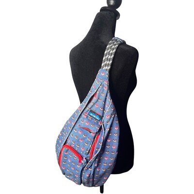 Kavu Bag Rope Sling Crossbody Fox Print Hiking Outdoor Limited Edition Blue