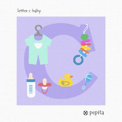 Letter C Baby Needlepoint Kit or Canvas