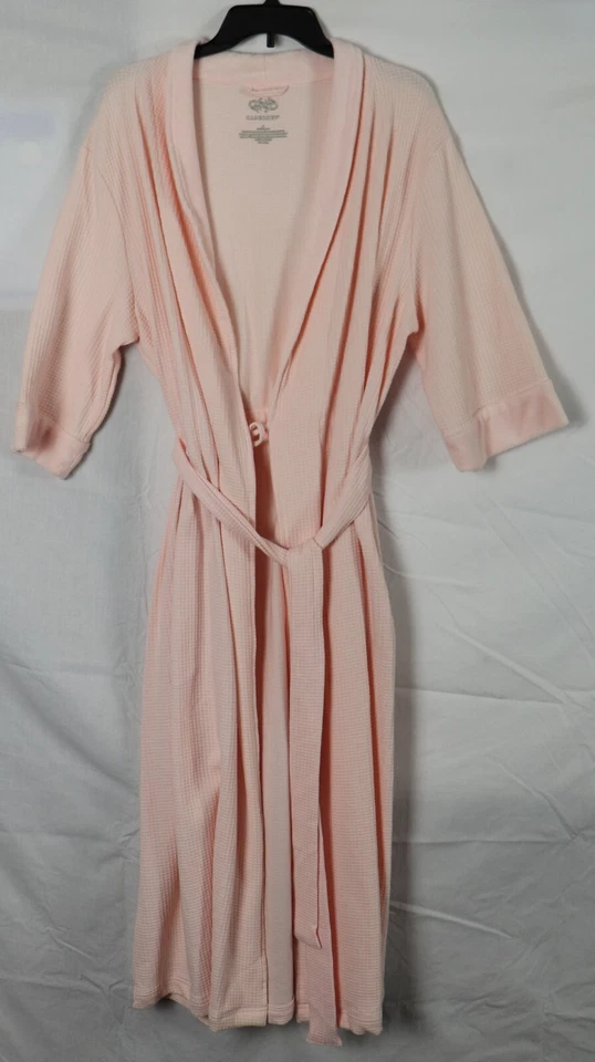 Cabernet Waffle Knit Women's SZ S Robe Pockets 3/4 Sleeve Lavender White (w638) - Image 2 of 2