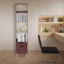 Bookcase Storage Organizer Bookshelf with Drawers Floor Standing Storage Rack