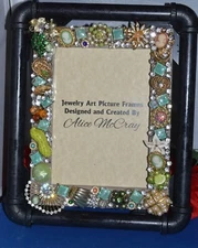 JEWELRY ART DECORATED PICTURE FRAME  One Of A Kind Work Of Art, 5x7, Great Gift