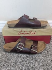 Size 9 Men's Camden Rock Mitchell Mahogany 2 Strap Slip On Sandals P133-790