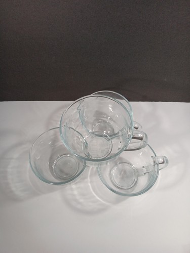 Glass Hot And Cold Drinking Mugs/Cups With Handle Set Of 4 NEW - Picture 2 of 7