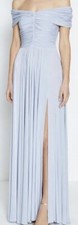 Coast Ice Blue Ruched Bardot Maxi Evening Dress Size 14 (New)