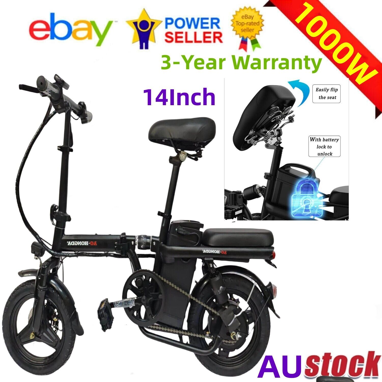 🚨1000W Motor Electric Bike Fold Bicycle Scooter 48V Removable Lithium Battery🚨