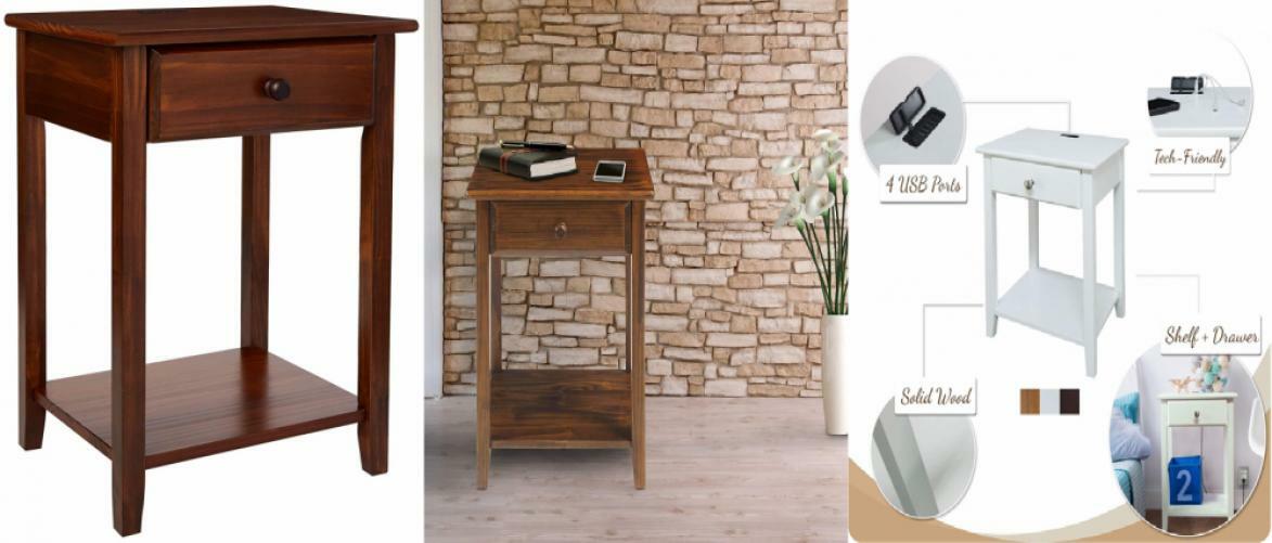 Casual Home 647 24 Night Owl Nightstand With Usb Ports Warm Brown For Sale Online Ebay