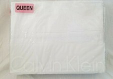 4 pc Calvin Klein 300 TC 100 Cotton Sateen White Queen Sheet Set NIP